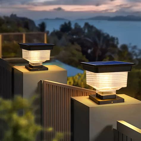 gate pillar lights|Solar Gate Pillar Light LED 4 Tricolor Outdoor Lamp .